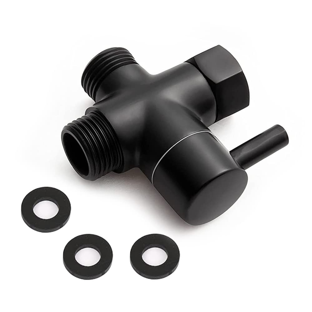Solid Brass 3-Way G1/2 Shower Diverter (Matte Black)