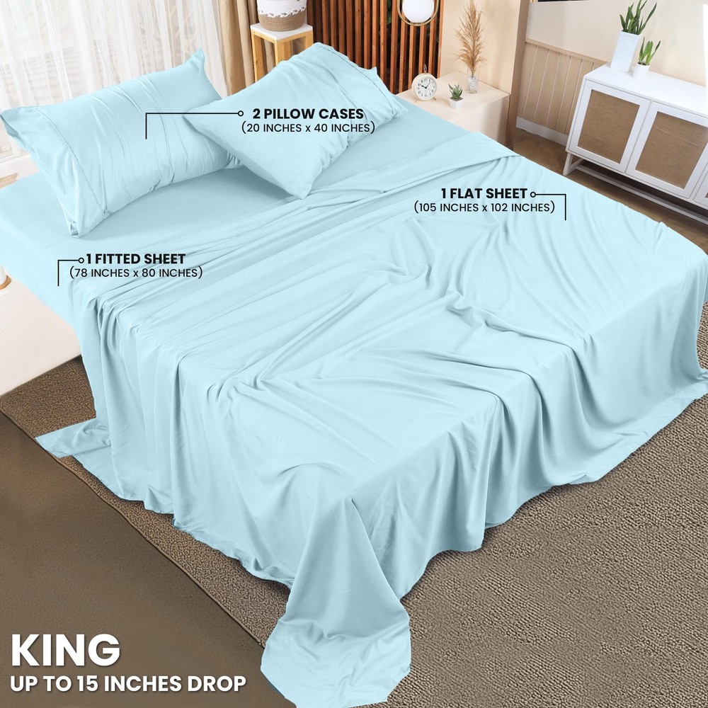 Utopia Bedding King Sheet Set – 4 Piece Bed Sheets for King Size Bed, Soft