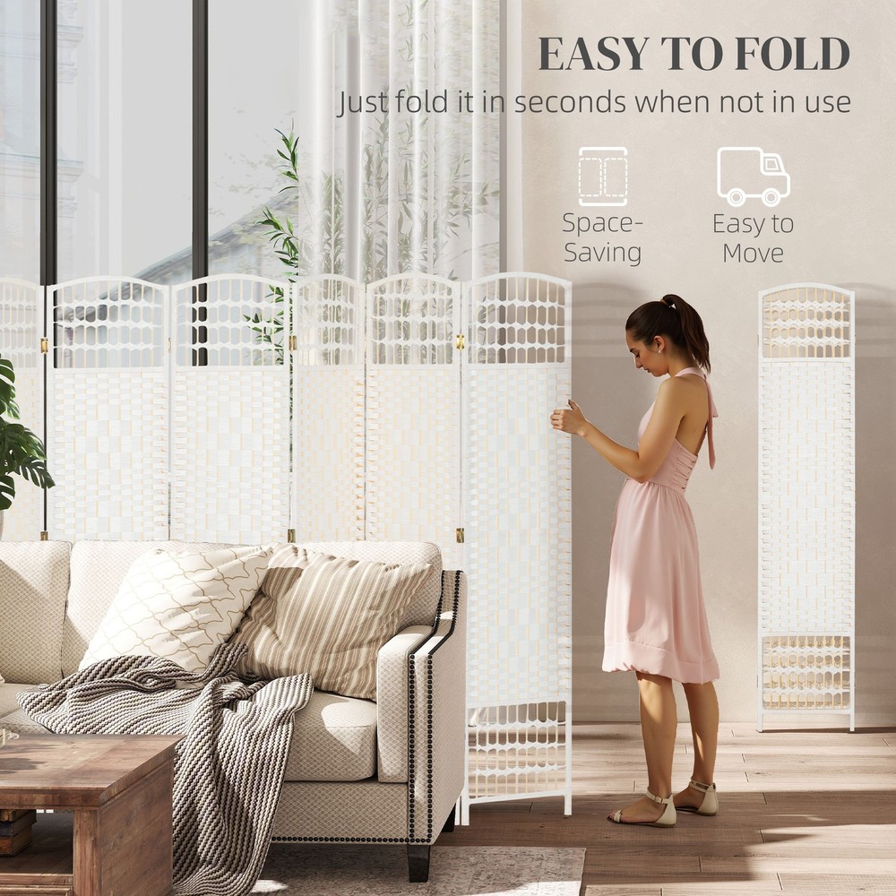 8 Panel Room Divider Folding Privacy Screen 5.6' Room Separator