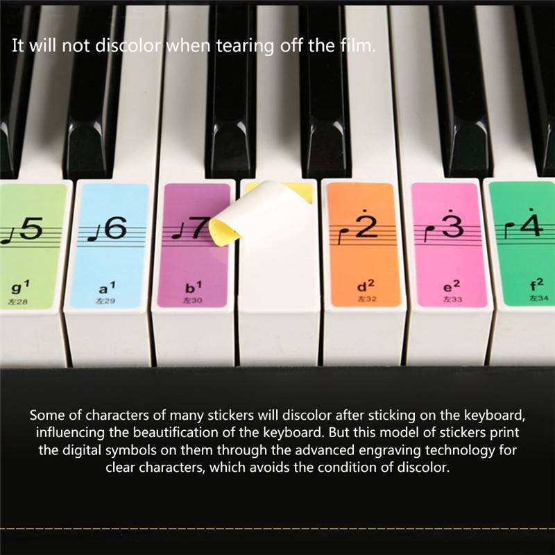 1Set 88-Key Electronic Keyboard Piano Learning Key Beginner Note Sticker Labels;