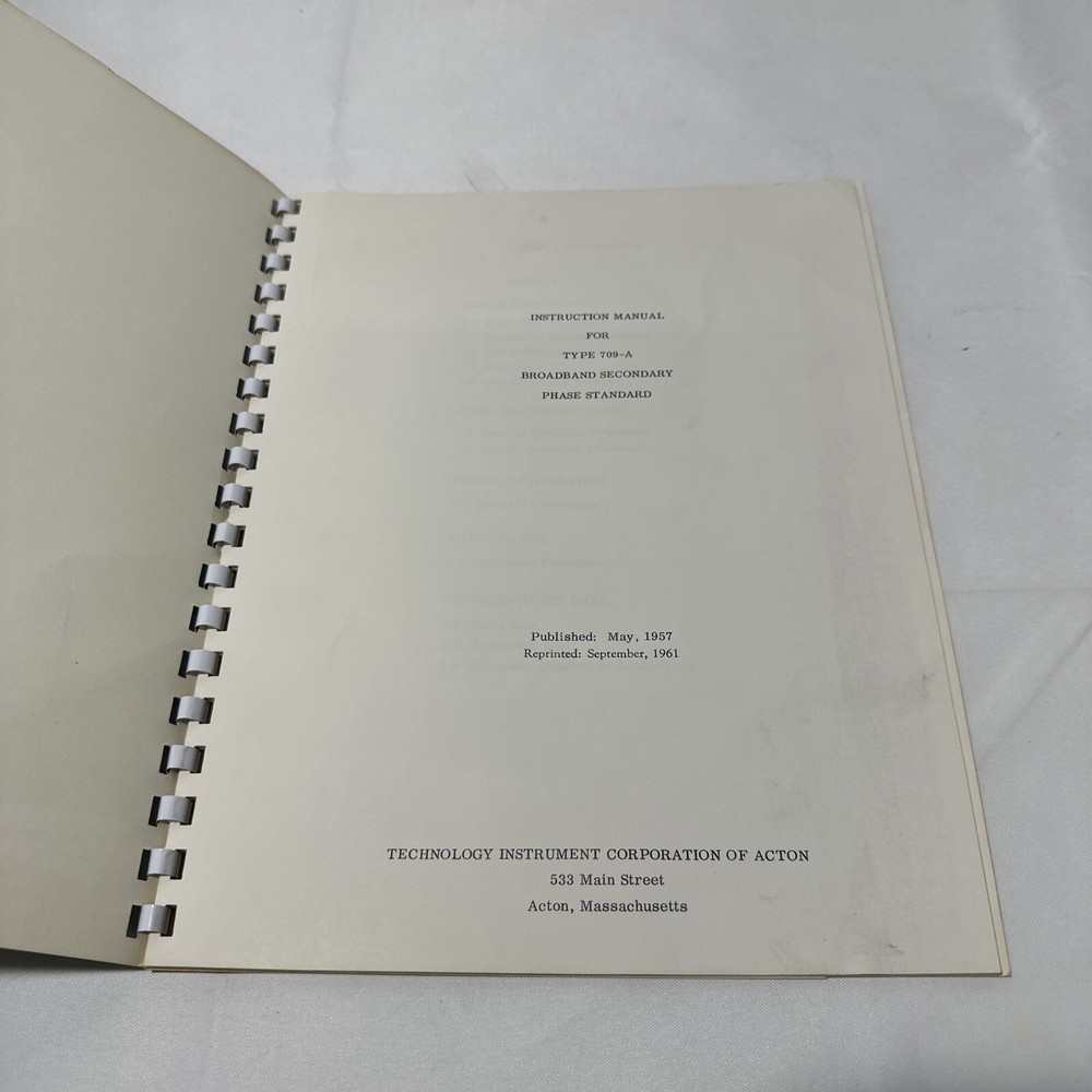 Bowmar/Ali Type 709-A Broadband Secondary Phase Standard Instruction Manual
