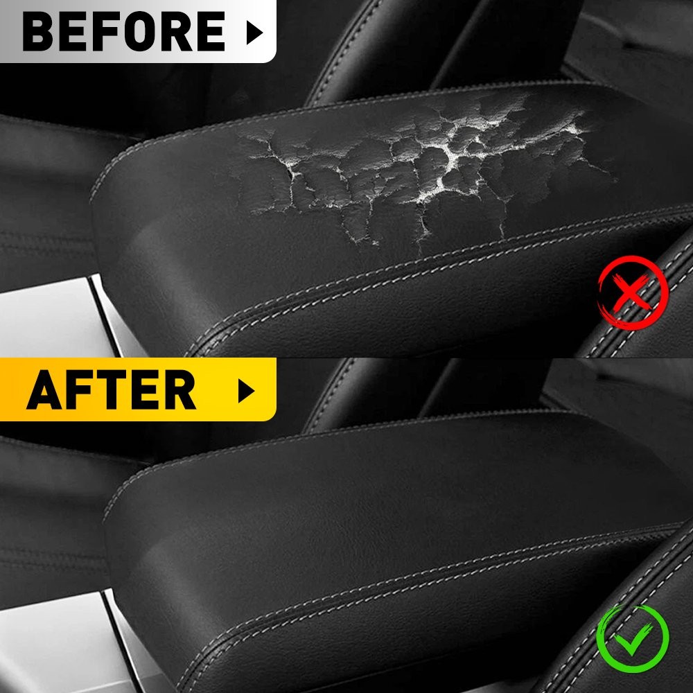 Black Center Console Lid Armrest Leather Cover Trim For Cadillac CTS 2008-2014