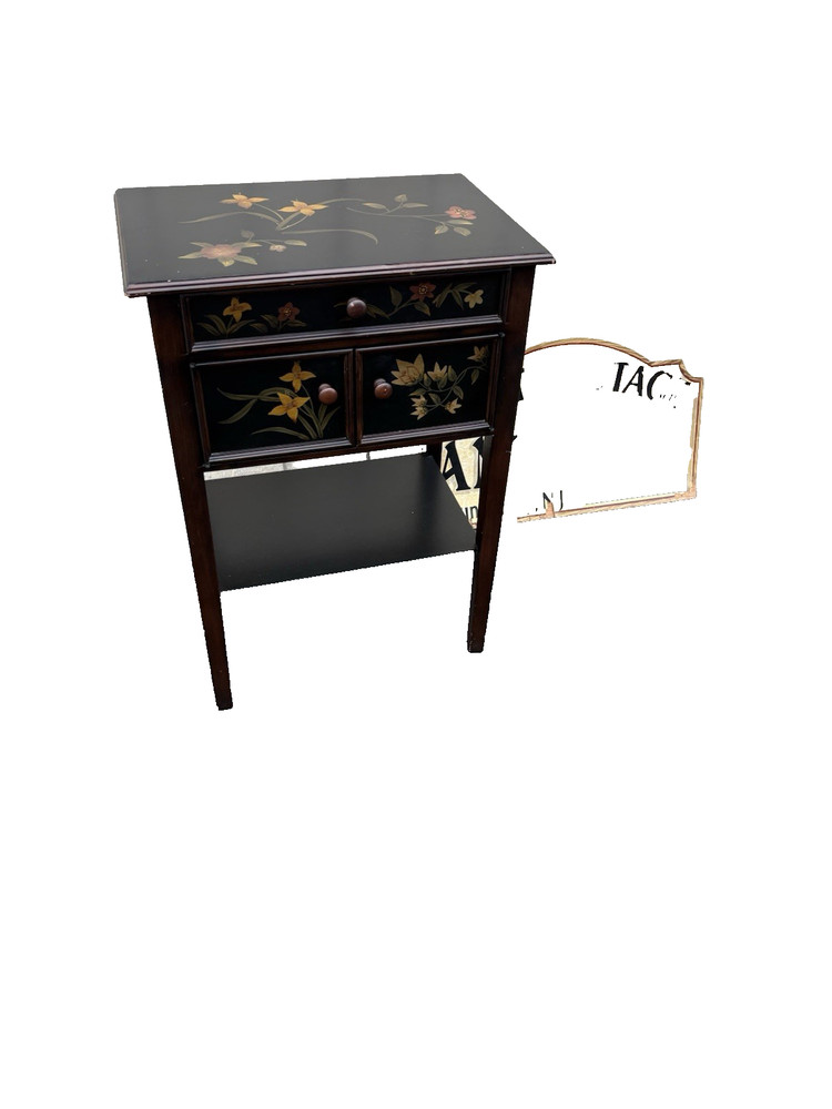 66834 Decorator Stenciled Black Lamp Table Stand