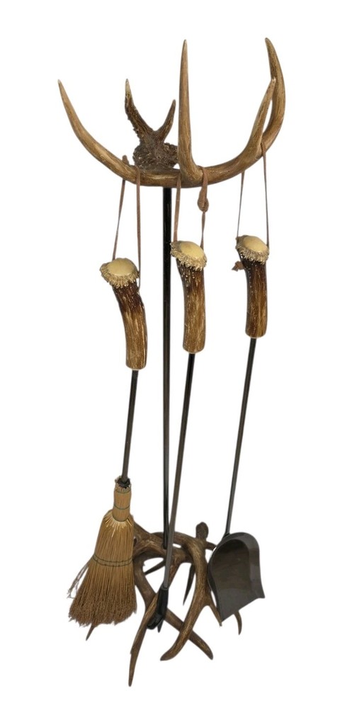 Antler Fireplace Tool Set Includes Three Fireplace Tools *READ*