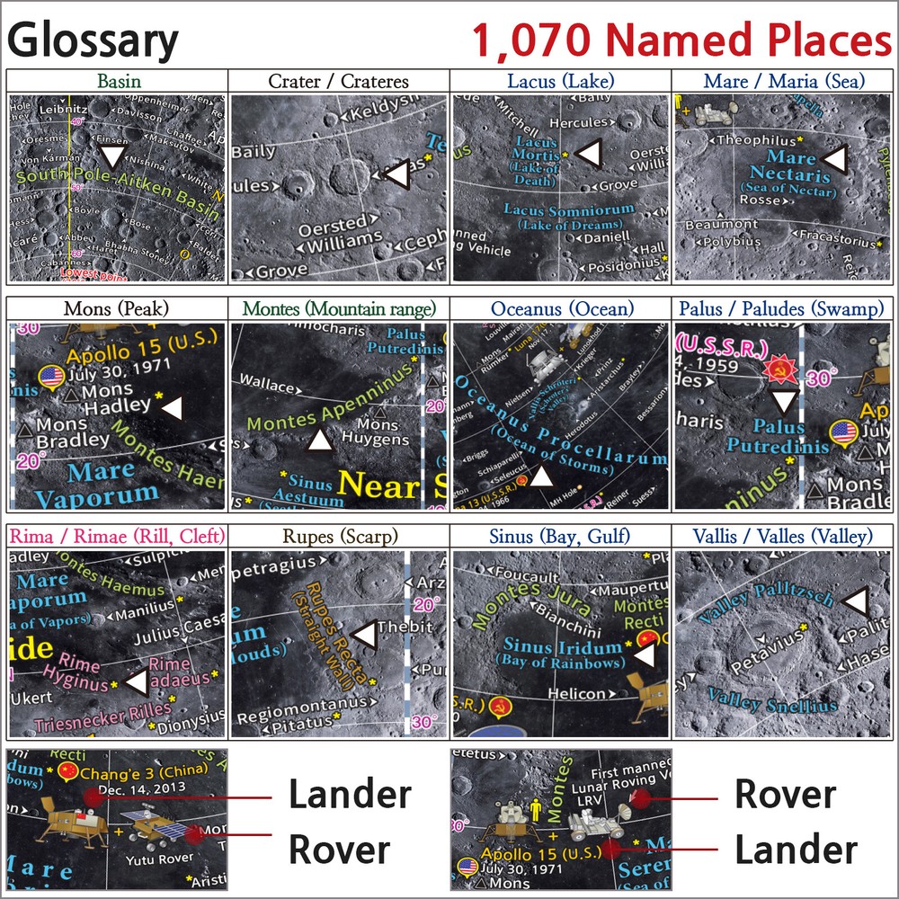 Mapsoft Explorer Moon/Mars 2 Globe Set, 24cm/9.5", Lunar Globe, 2MR-24