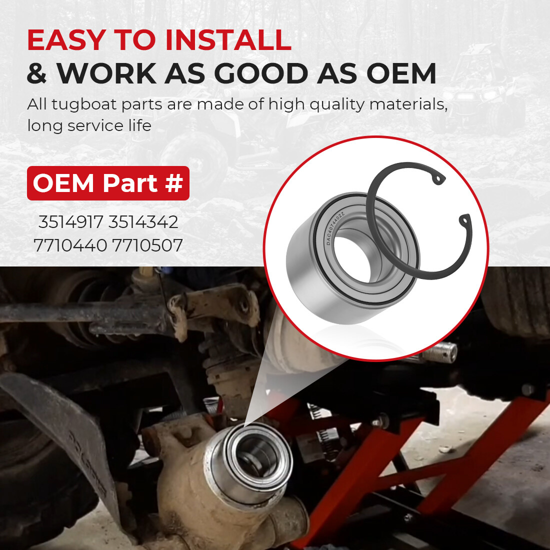 Front &Rear Wheel Bearings Kit for Polaris Ranger 570 Ranger XP 570 Crew 14-2023