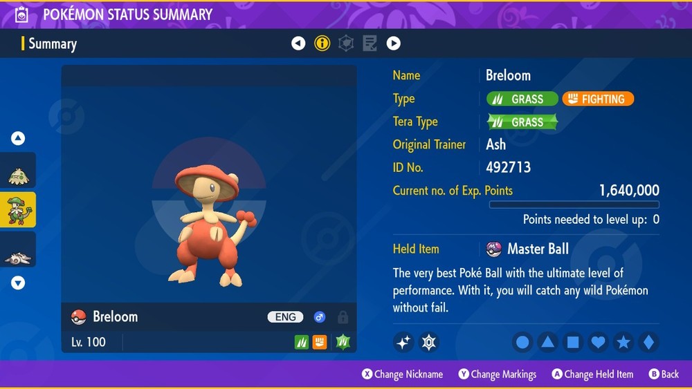 Pokemon Scarlet and Violet PSV - Shiny 6IV Breloom