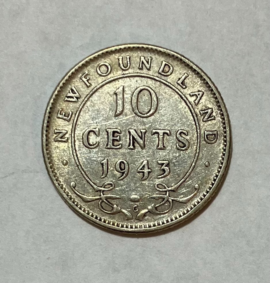 1943 Newfoundland Silver 10 Cents