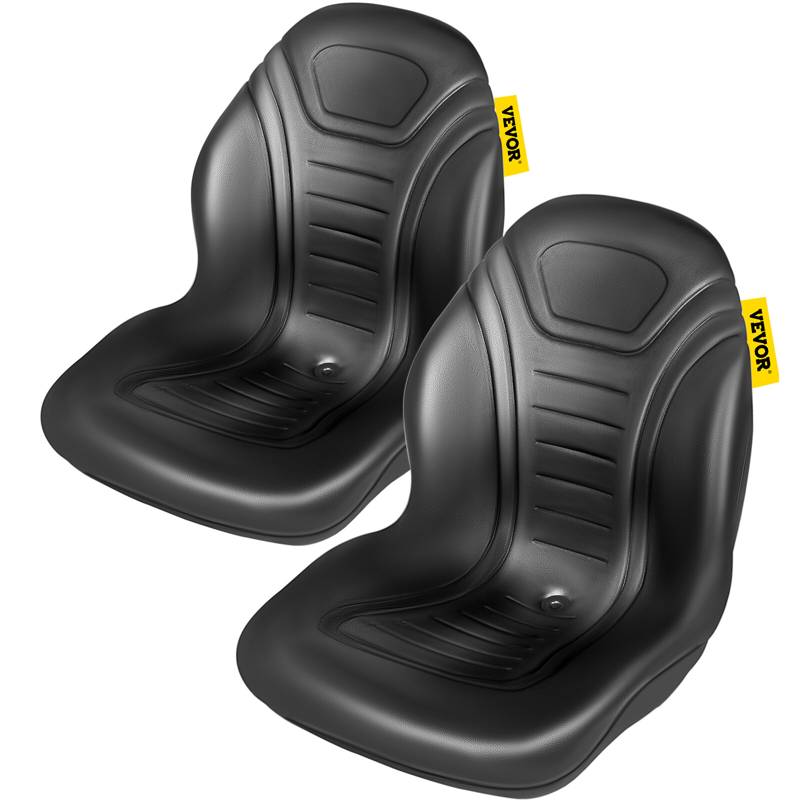 VEVOR Tractor Seat High Back Mower Seat Black Vinyl Forklift Drain Hole Pair