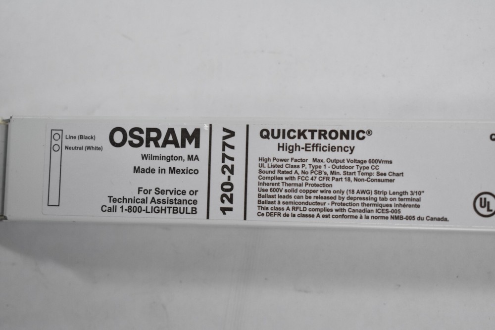 OSRAM QuickTronic 2 Lamp Programmed Rapid Start T5HO Electronic Ballast