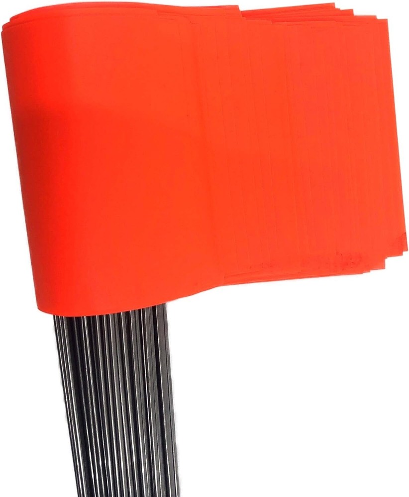 Durable 100-Pack Orange Marking Flags for Landscaping and Construction Projects