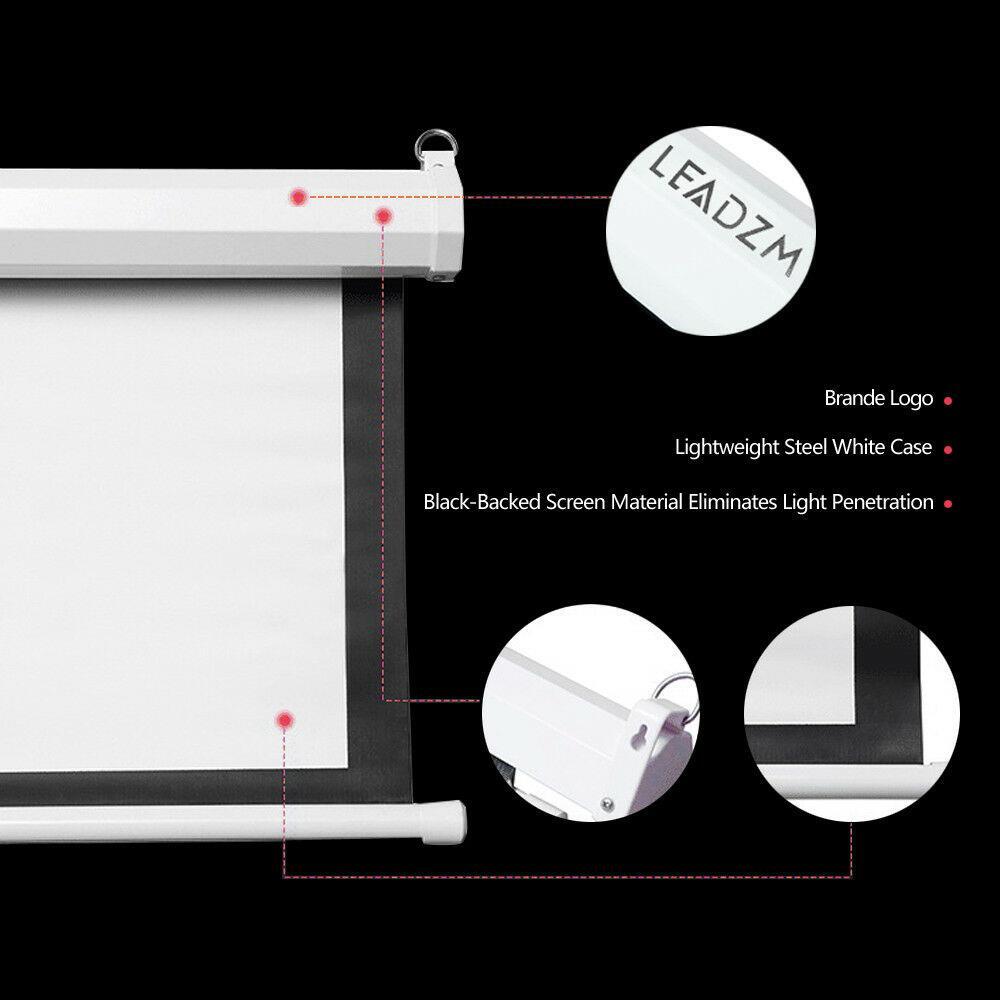 100" 4:3 Material Electric Adjustable Motorized Indoor Projector Screen + Remote