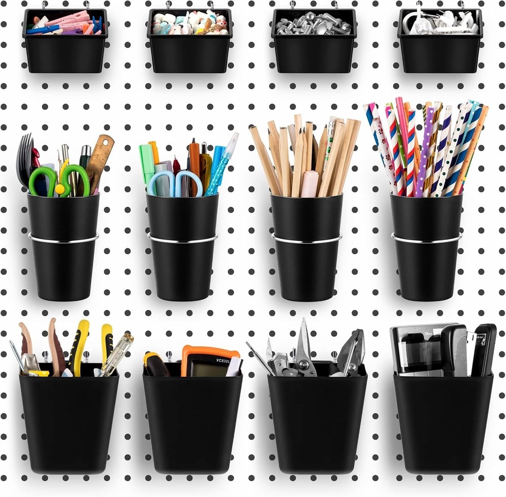 Multi-Functional 12-Piece Pegboard Storage Set: Baskets, Hooks for Every Task