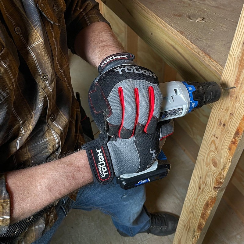 Hyper Tough High Dexterity Purpose Work Glove,Synthetic Leather Palm,Medium