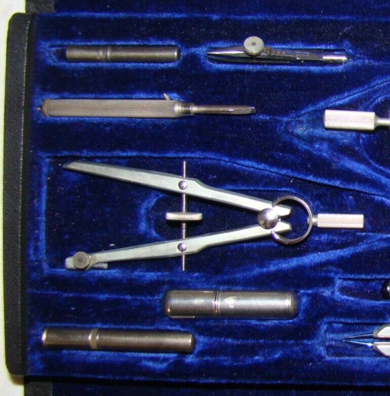 Vintage K&E Keuffel & Esser Drafting Drawing Instrument Set Complete w/Case