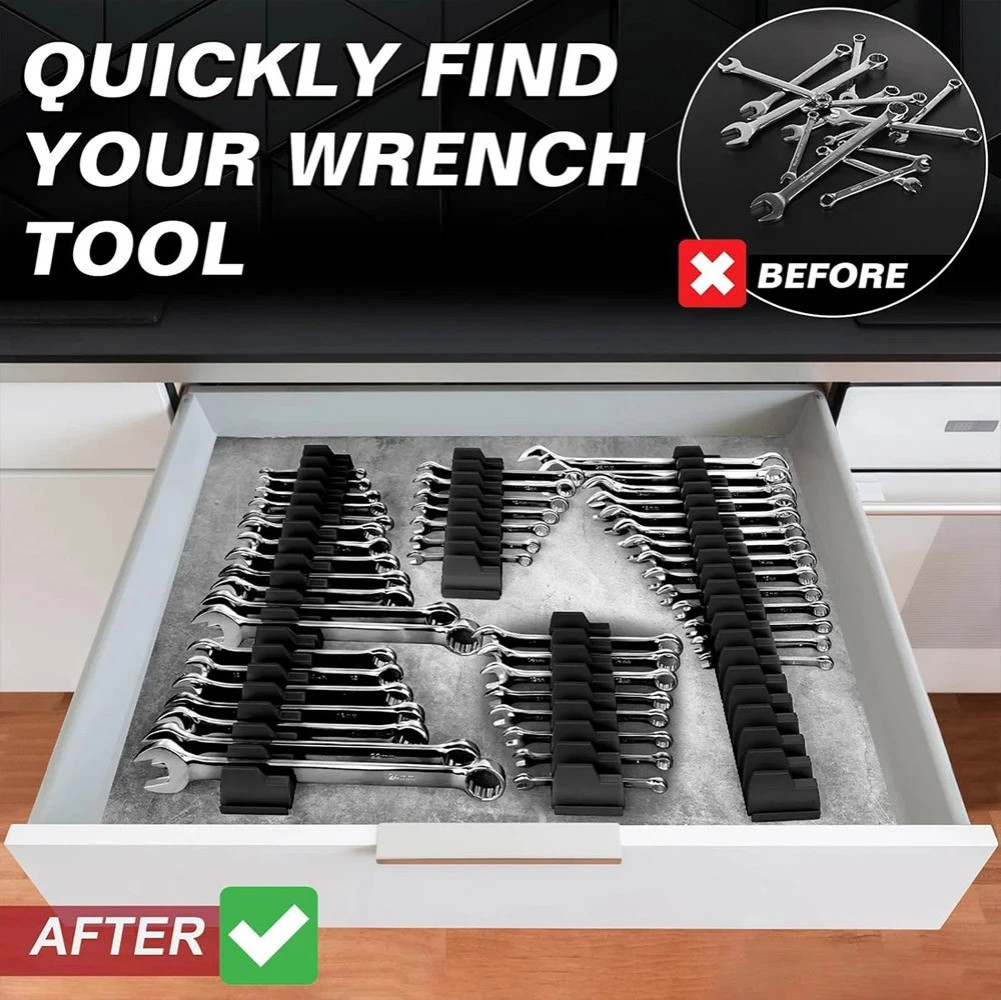 Magnetic Modular Wrench Organizer Compact Tool Storage Slots hold Tools 46PC
