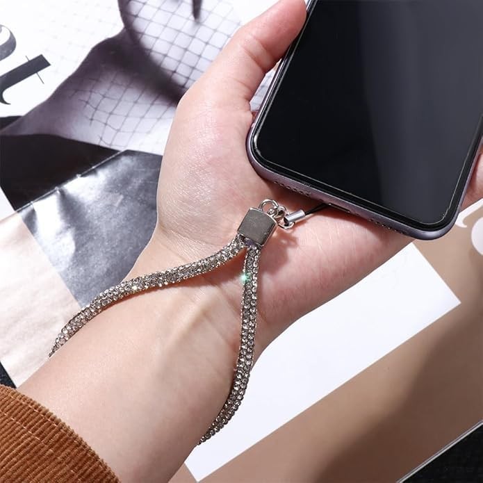 Silver Cellphone Wrist Chain, Mobile Phone Strap Pendant