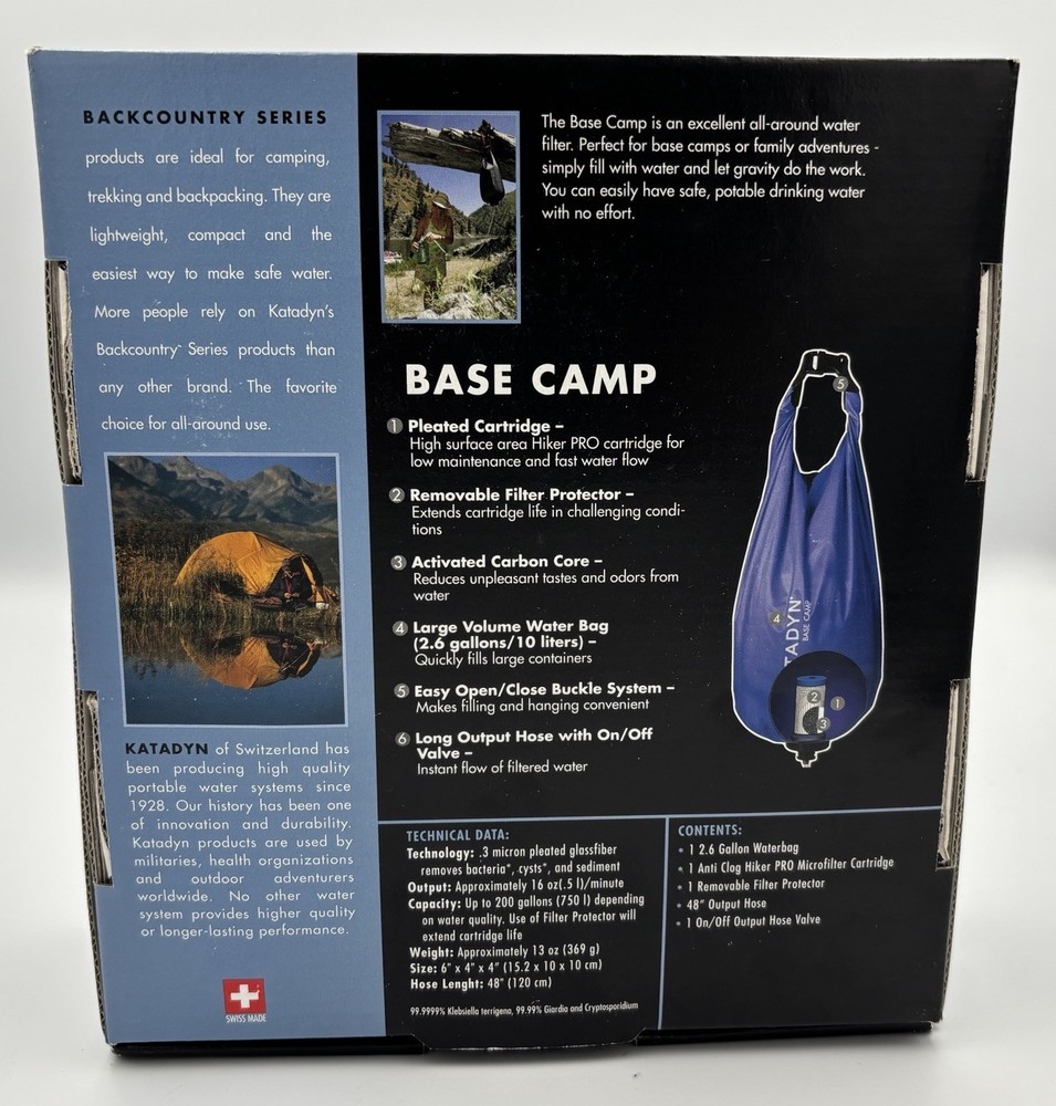 Katadyn Base Camp Microfilter Water Filtration System Backcountry Series
