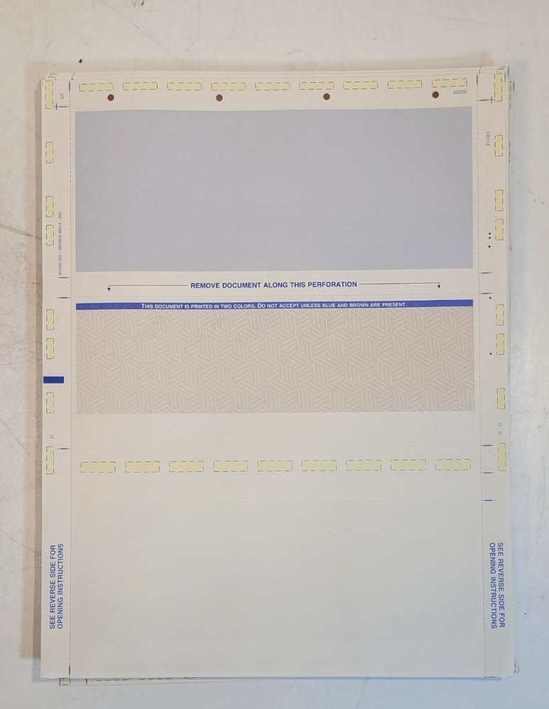 lot 2000 Pressure Seal Checks, Middle Position, Security, EZ Fold
