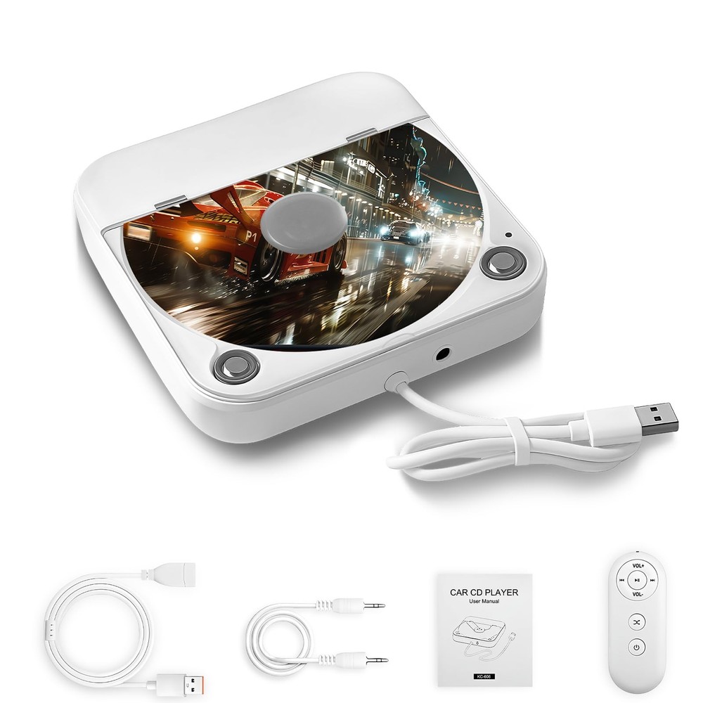 Portable CD Player for Car,Plug and Play,Extra USB Extension Cable,Car CD Player