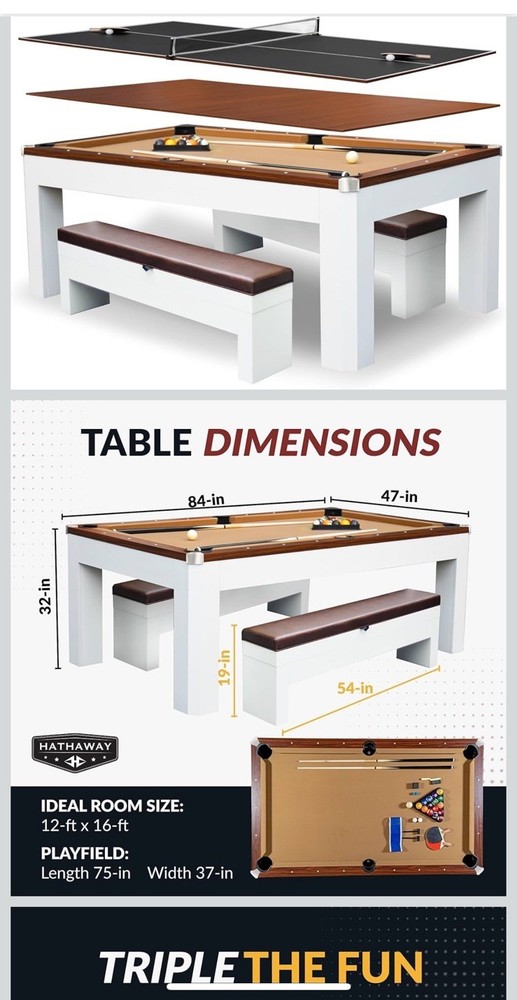 3 in 1 pool,ping pong and dining table