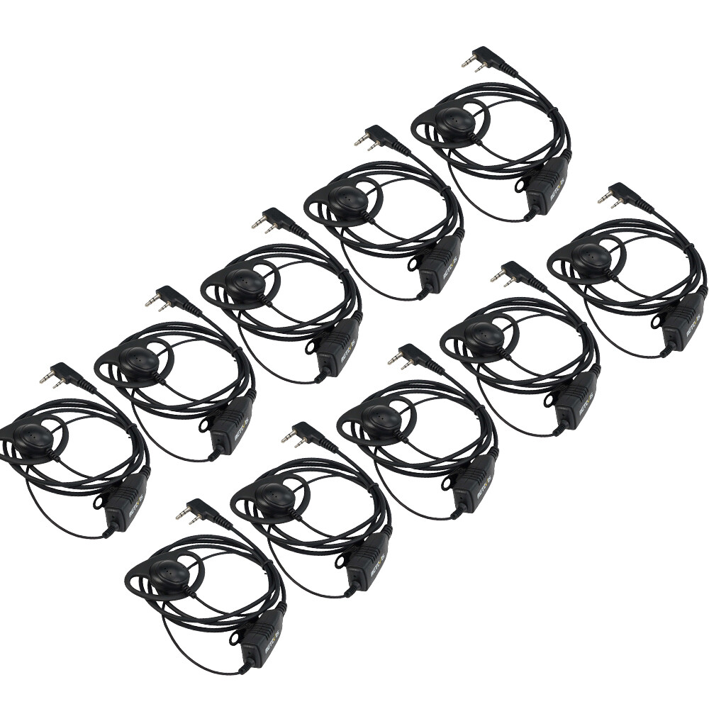 10*Retevis EEK001 D Shape Soft Earhook Earpiece For Kenwood 2Pin RT22 21 H777