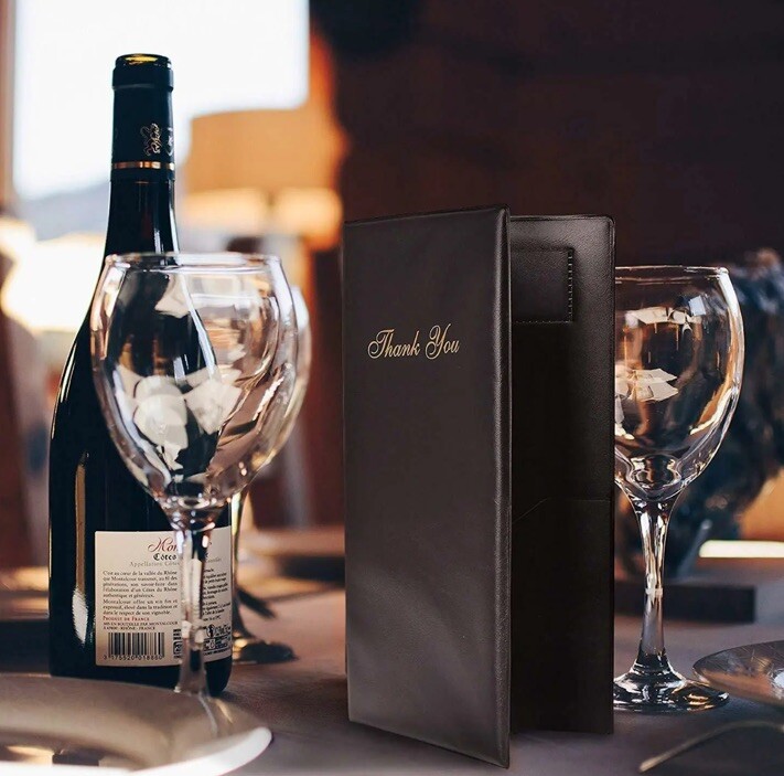 Guest Check Card Holder Presenter - 12 Pack Restaurant Server Bill Book - Black