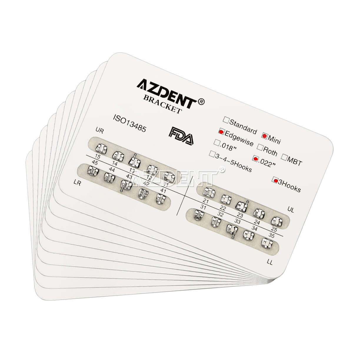 AZDENT Dental Orthodontic Brackets Braces Mini Roth MBT Slot 022/018 Hooks 345
