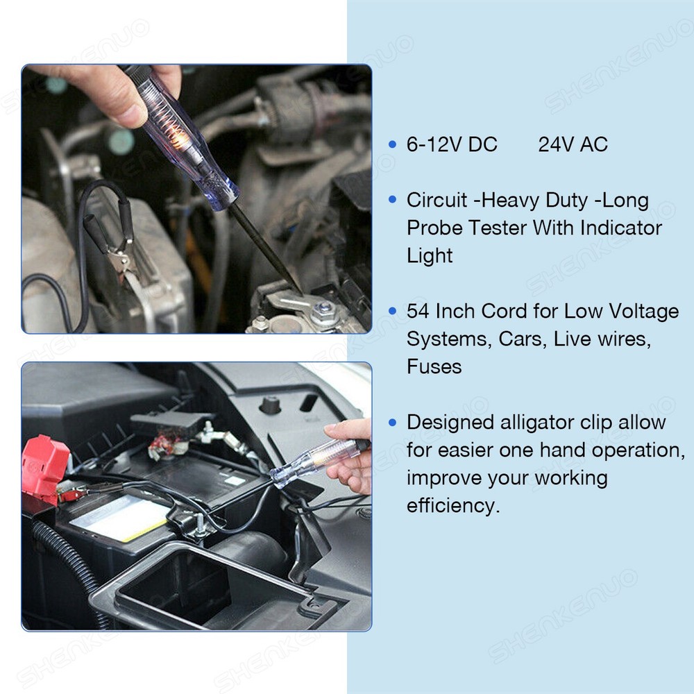 1PC Test Tool Light Car Circuit Tester Probe 12V 6V DC Voltage Continuity