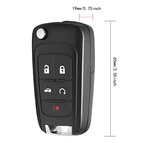 Flip Chevy Key Fob Keyless Entry Remote Start Control Replacement, 5-BTN-2Pcs