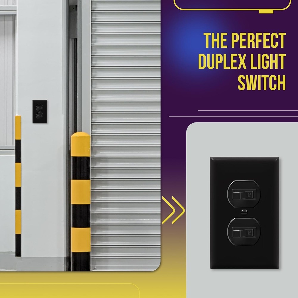 Duplex Double Toggle Light Switch, Residential Grade, 15A 120V, UL Listed