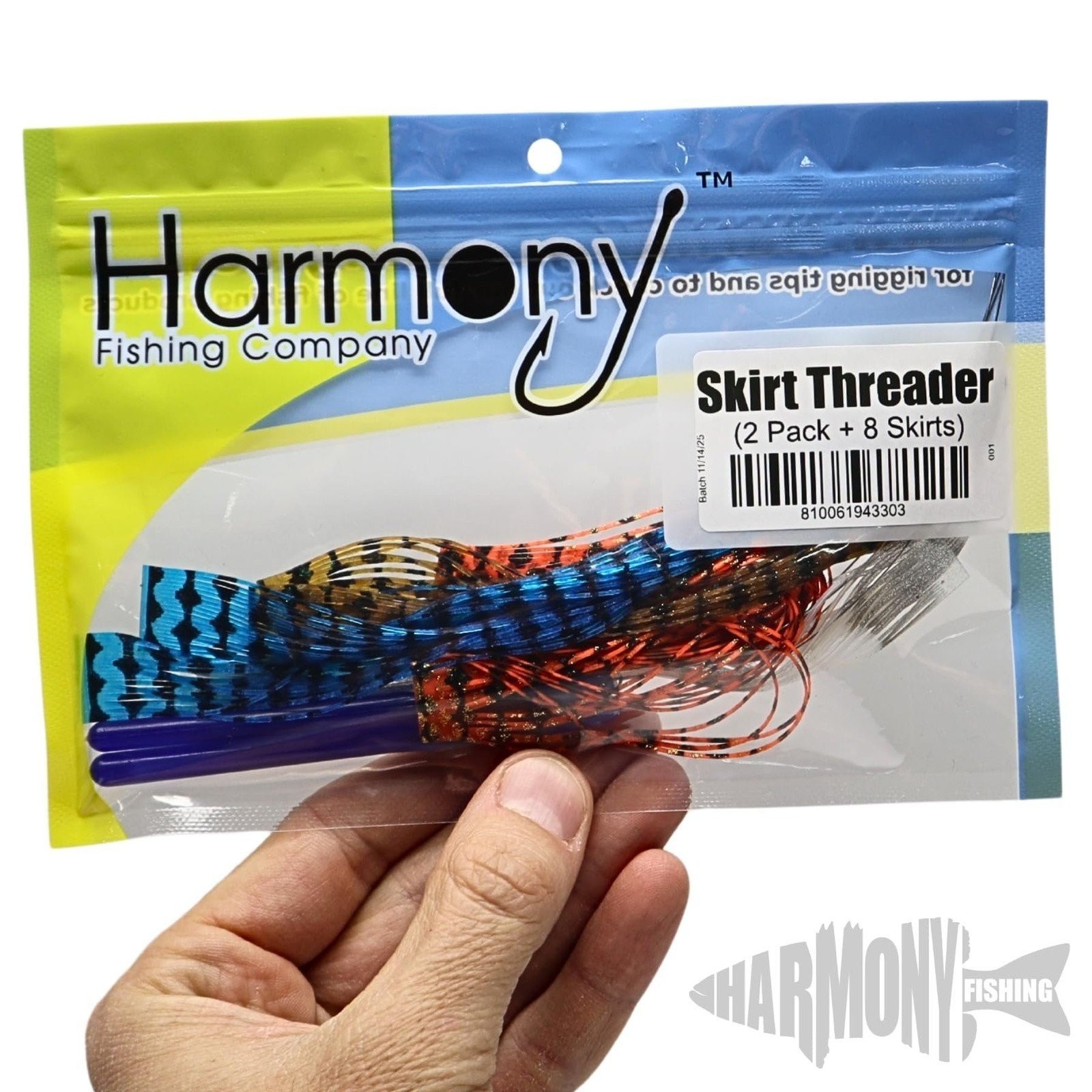 Harmony Fishing Skirt Threader (2-Pack + 8 Skirts) - Create DIY Fuzzy Dice Baits