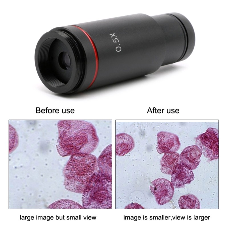 0.5X Microscope C mount Adapter Trinocular Microscope Reduce Lens CCD Camera