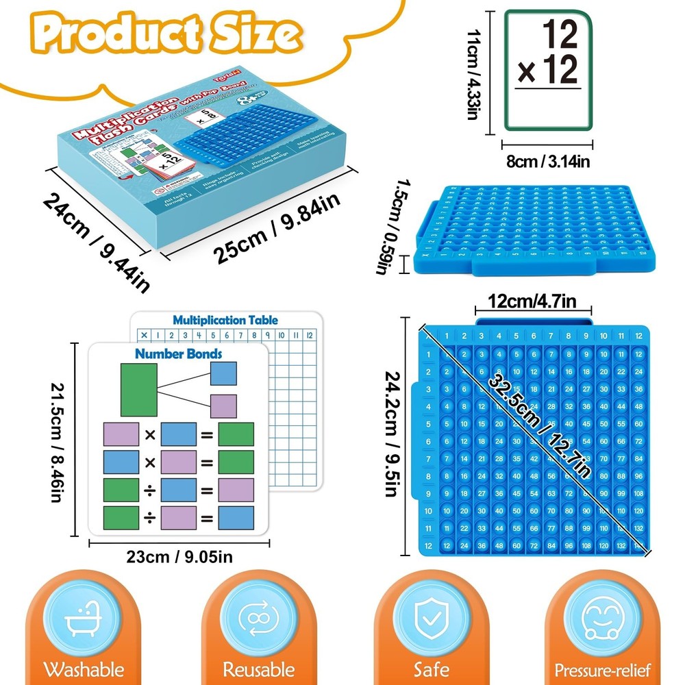 Torlam Multiplication Flash Cards + Math Board, Time Table Chart Flashcards f...