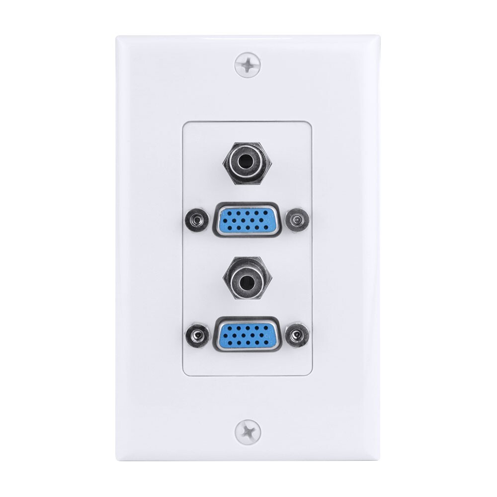 Construct Pro VGA + 3.5mm Dual Audio Wall Plate (White)