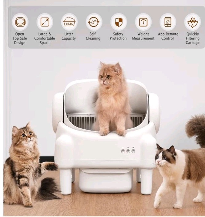 Automatic with App Control~self Cleaning Litter Box,Open Top For Multiple Cats~
