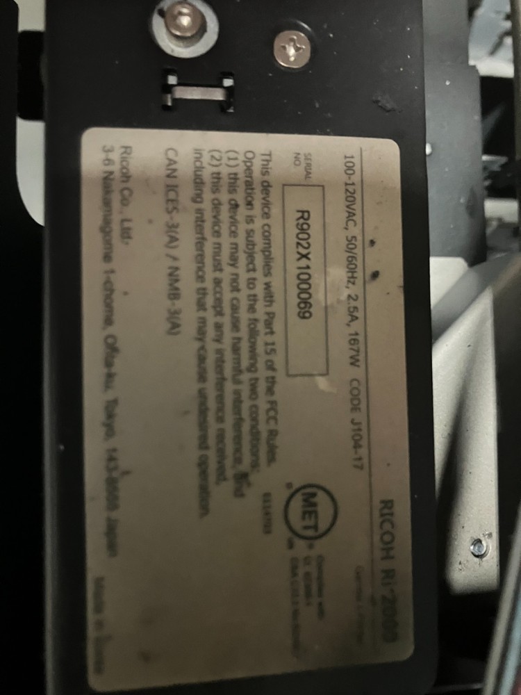 Used Ricoh ri 2000 DTG Printer