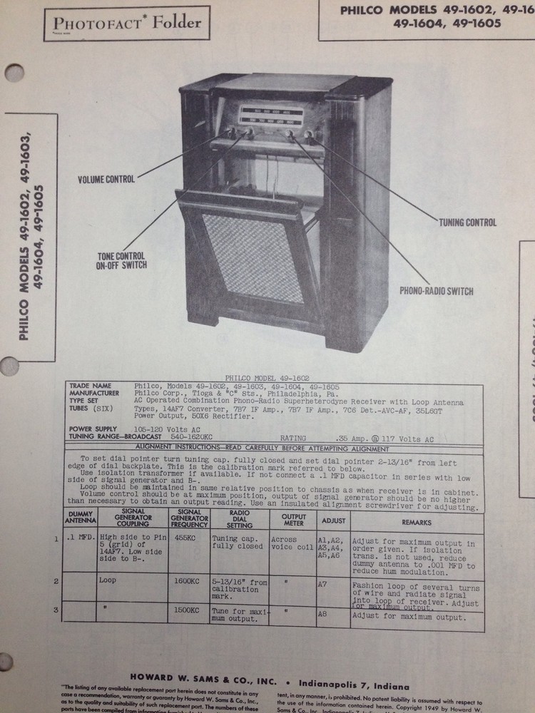 Photofact, Schematic 1949 Knight Model 11D302