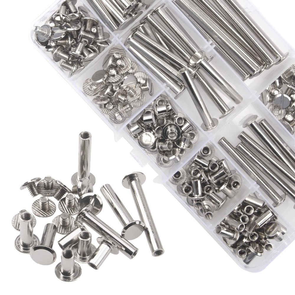 204Pcs M5 Chicago Binding Screws Stud Posts Rivet Button Assortment Kit for D...