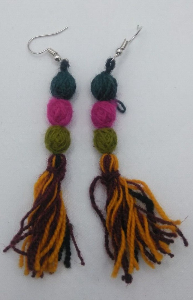 Women's Earrings Alpaca Wool Multicolor Handmade