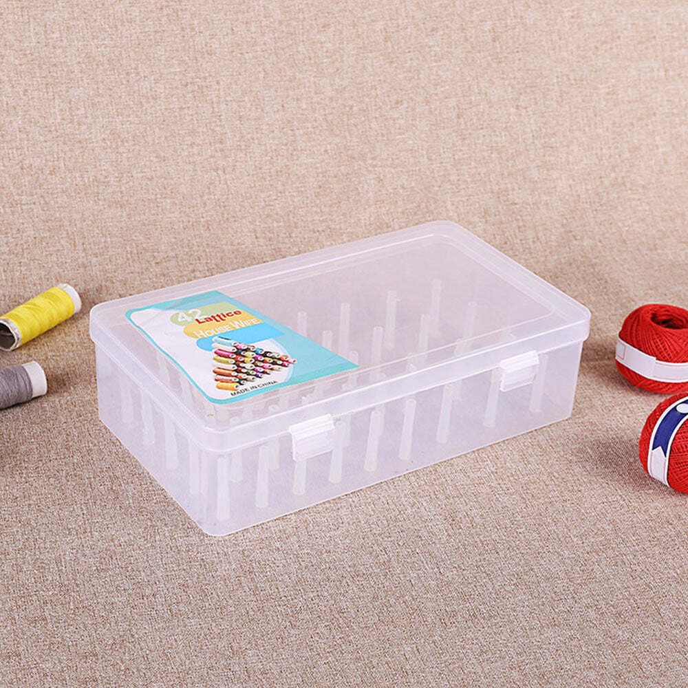42 Sewing Thread Boxes Bobbins Storage Cases Spool Containers Empty Transparent