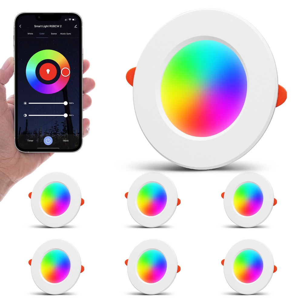 1-4PCS RGB Colour Changing Ceiling Light APP Control 4in Smart LED Ceiling Light