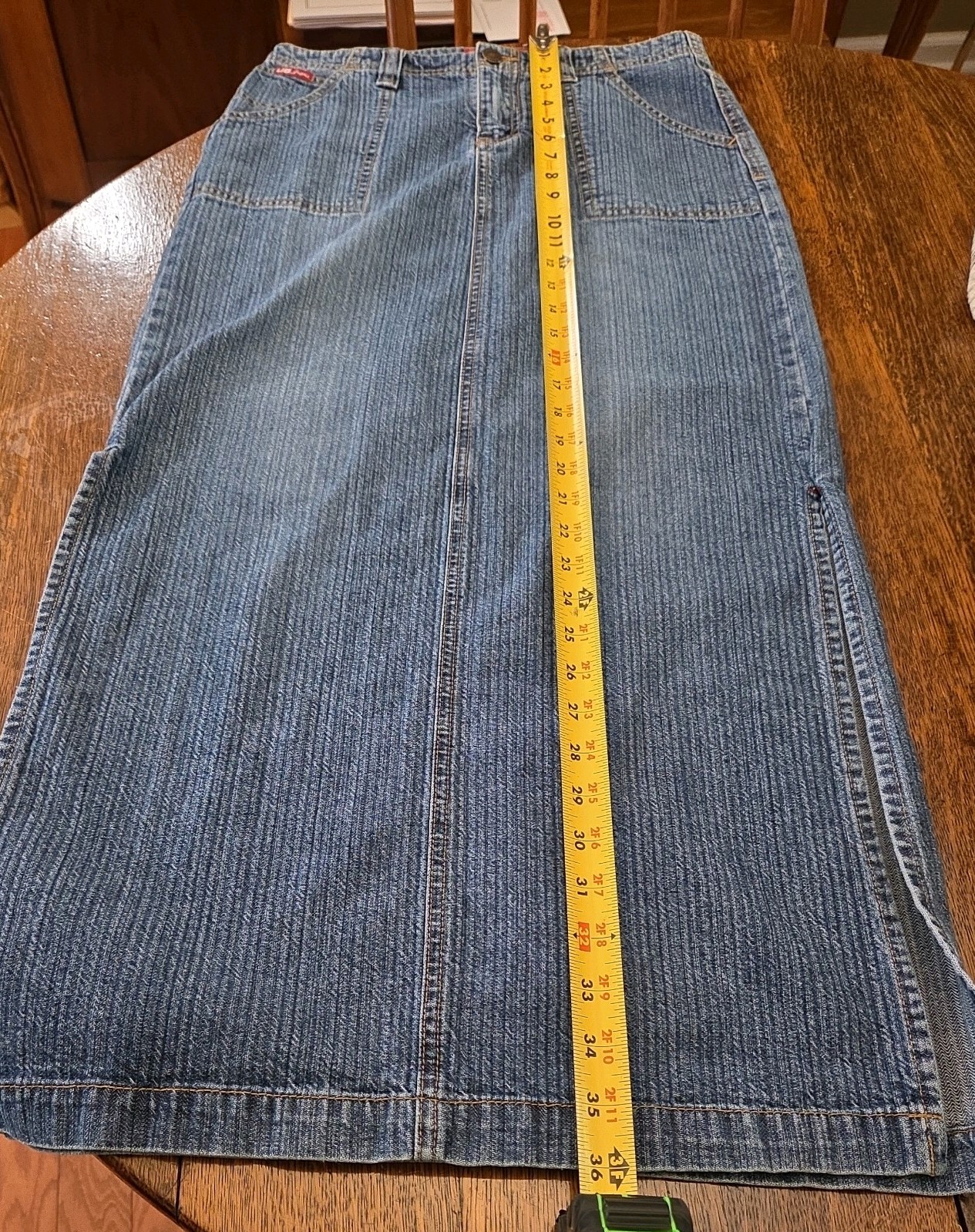 Unionbay Long Slit Denim Skirt Size 5 Juniors Maxi Boho Hipster Hippie Y2K Artsy