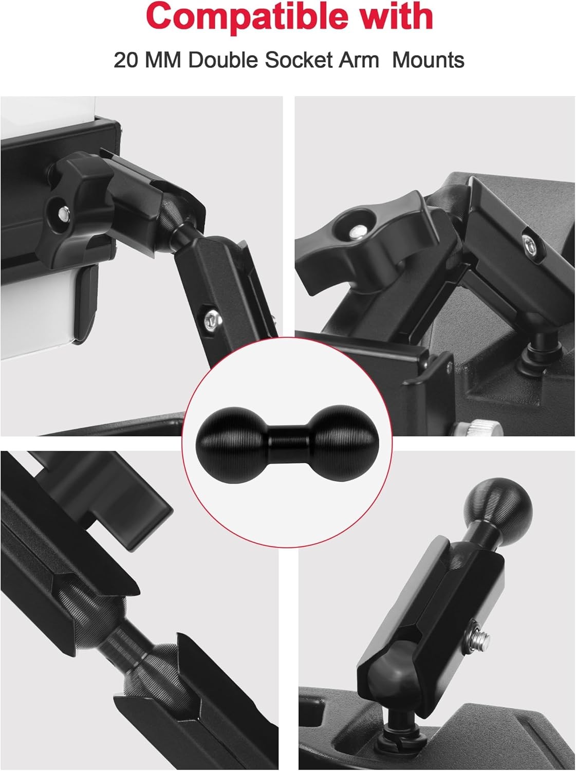 2PCS Aluminum Double Ball Head Mount, 20mm to Extension Dual Balls...