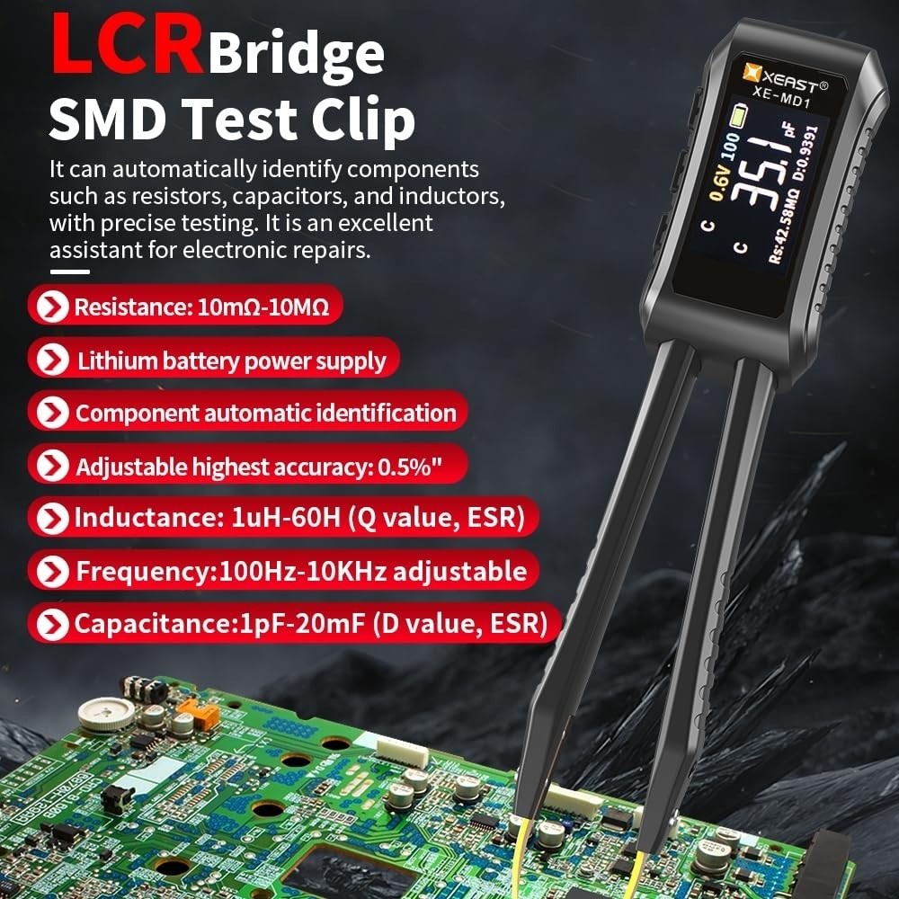 Smart Portable LCR Meter with 9999 Counts & Auto Component Identification