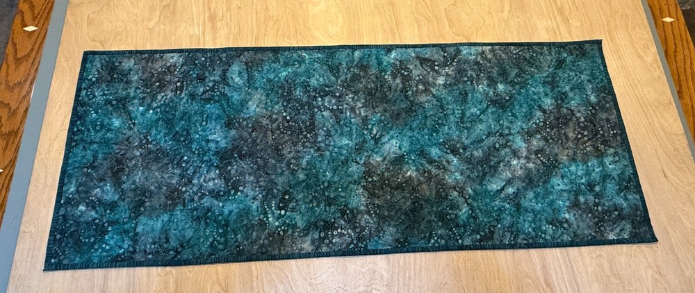Quilted Teal Table Runner made with Batik Fabrics