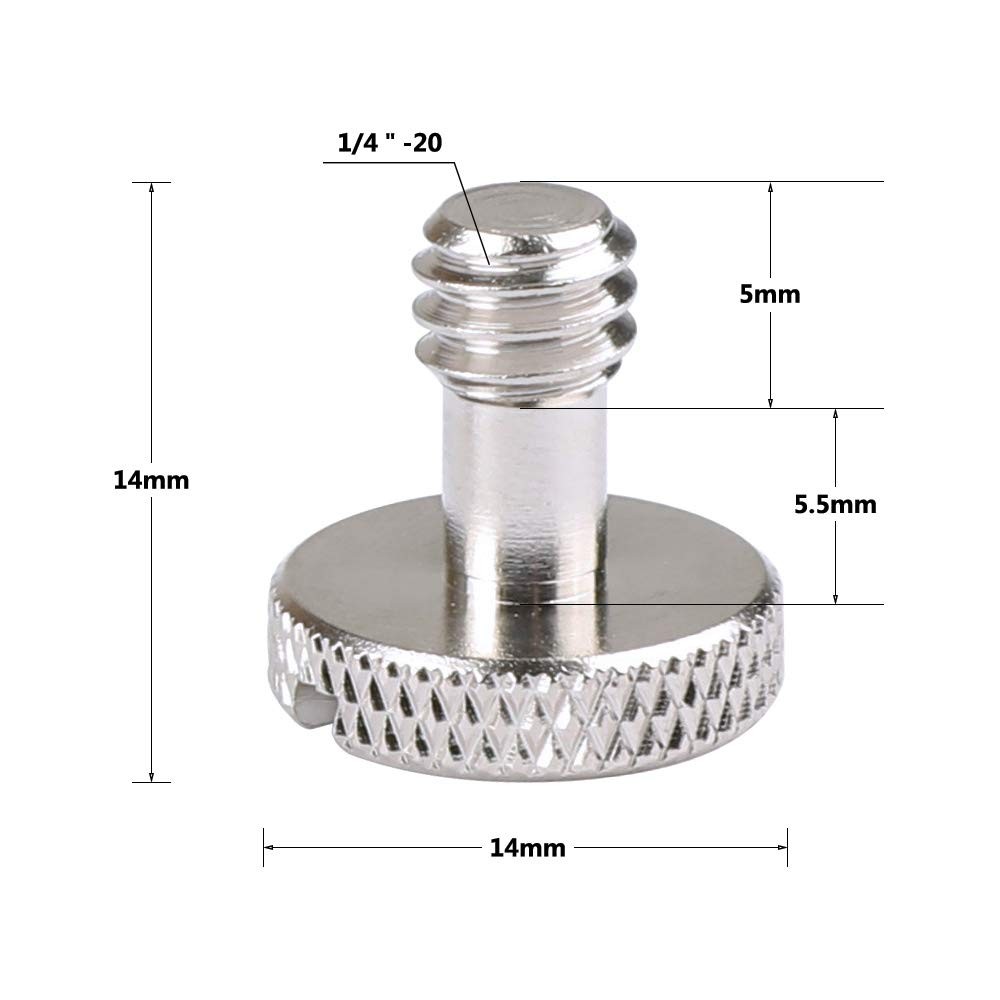 Camera Screw with 1/4"-20 & 3/8"-16 for Quick Release 1, Silver