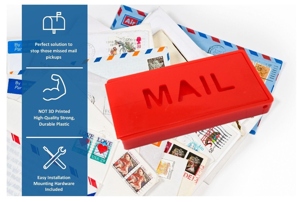 Red Front Mounted Mailbox Flag for Brick Stone Mailboxes Mail Alert Flag Plastic