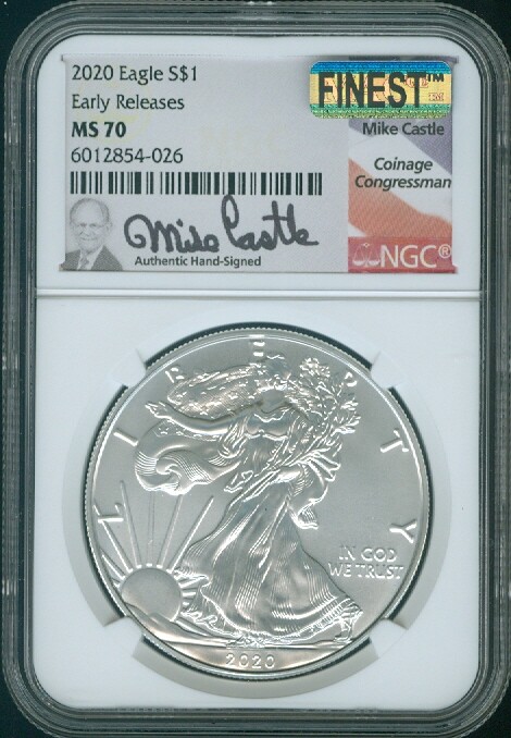 2020 Autographed Silver Eagle Dollar NGC MS70 E.R MAC Quality