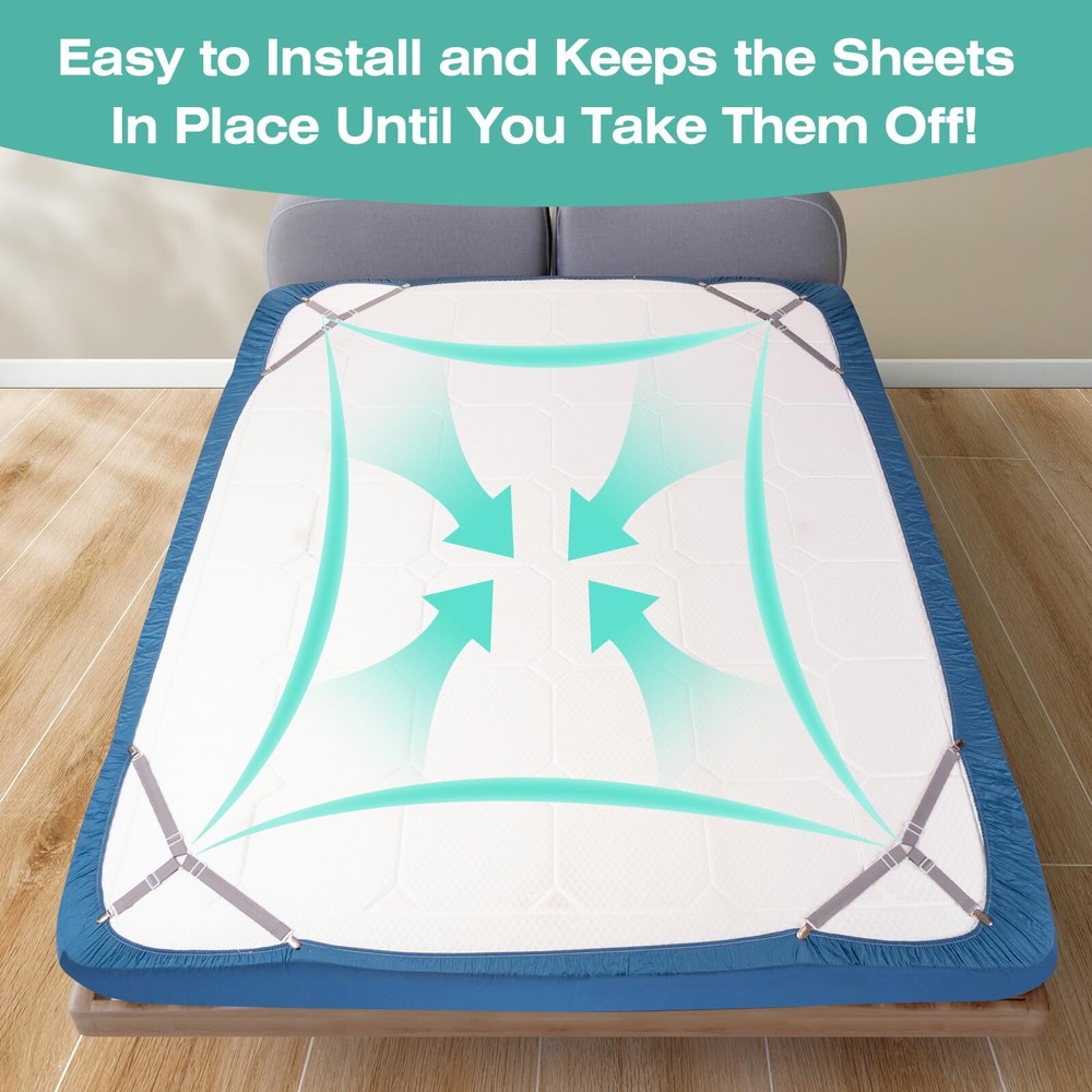 4Pcs Adjustable Triangle Bed Sheet Straps Elastic Fasteners Fitted Sheet Holders